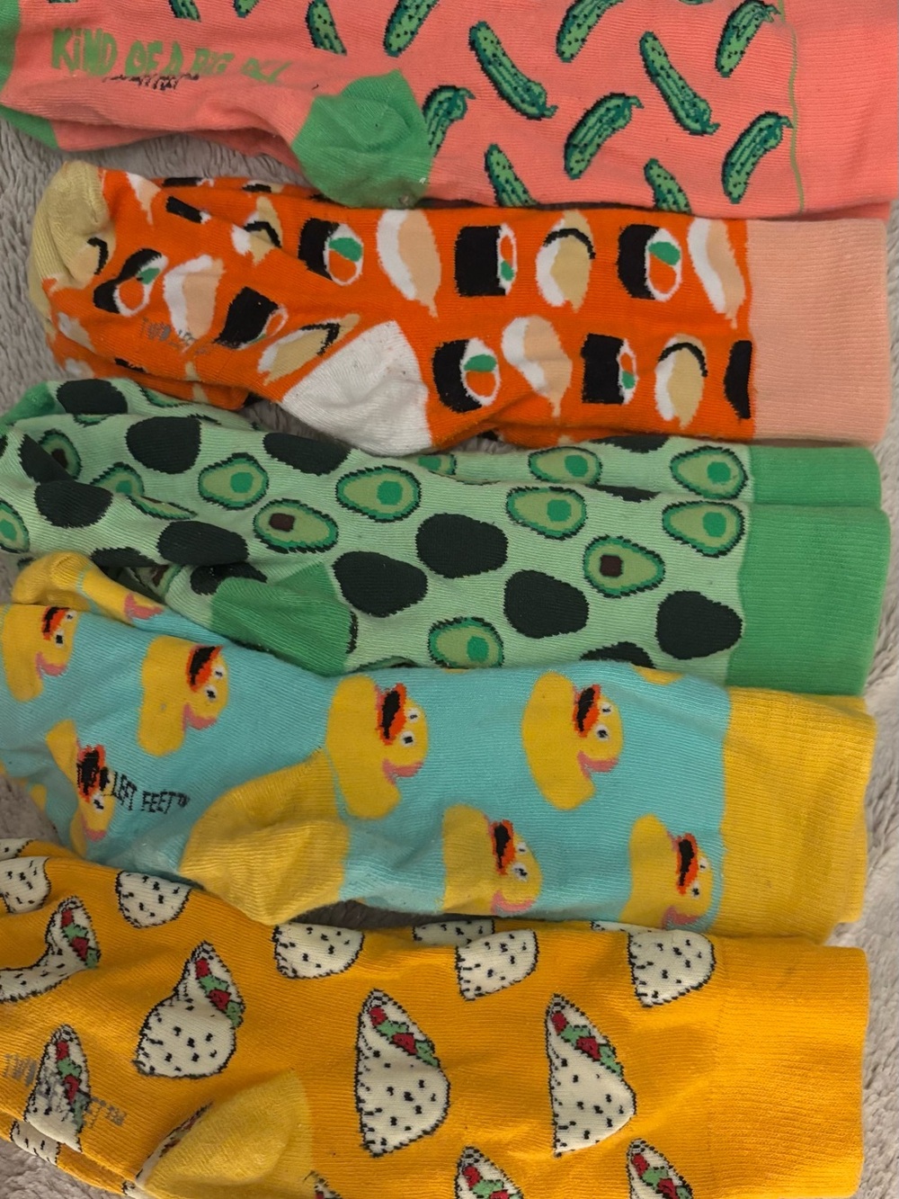 Set of FIVE Patterned Crew Socks - Assorted Bright Colors